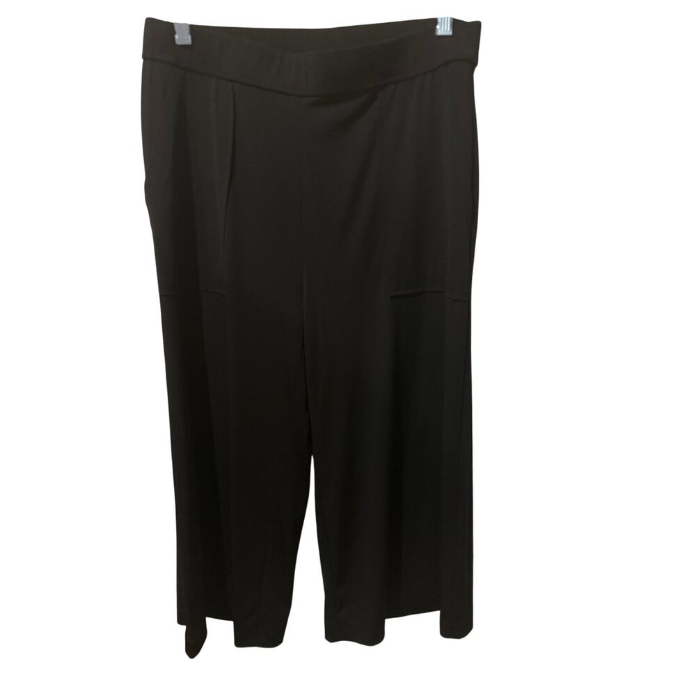 ⭐️ Lisa Rinna Black Wide Leg Black Cropped Pants Size Small Casual Office